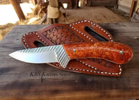 Custom Ranch Cowboy Knives and Sheaths with Orange Epoxy resin handle and western sheath