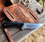 Cowboy Belt Knife with buffalo horn handle and western sheath