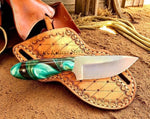 Ranch Cowboy Knife with Epoxy resin handle and leather sheath