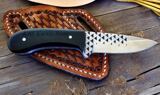 Cowboy Belt Knife with Black Epoxy handle and sheath