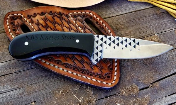 Cowboy Belt Knife with Black Epoxy handle and sheath
