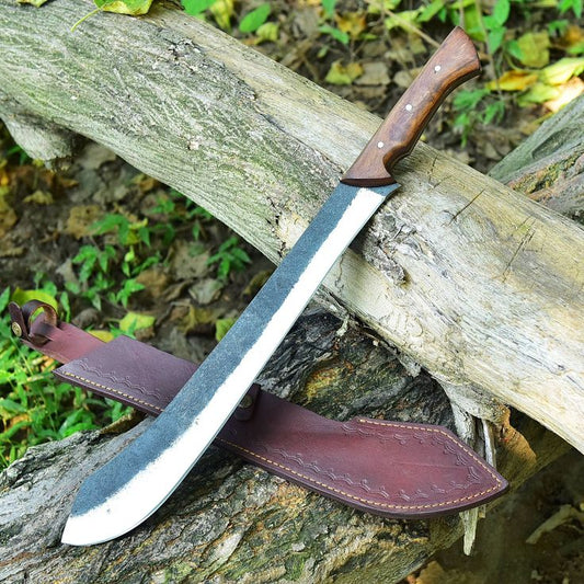 Trailblazer Camping Survival Knife – 19" High Carbon Steel Blade with Rosewood Full Tang Handle

