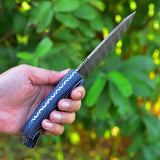"Exquisite Damascus Hunting Knife with Canvas Micarta Handle | Limited Edition | KBS Knives Store"