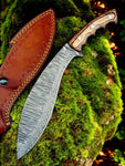 Handcrafted Kukri Knife - Full Tang Damascus Steel Blade