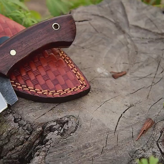 Custom Handmade Full Tang Forged 1095 High Carbon Steel Knife with Rosewood Handle and Leather Sheath