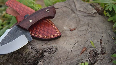 Custom Handmade Full Tang Forged 1095 High Carbon Steel Knife with Rosewood Handle and Leather Sheath