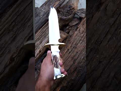 Bowie Knife With Antler Handles and D2 Steel Blade
