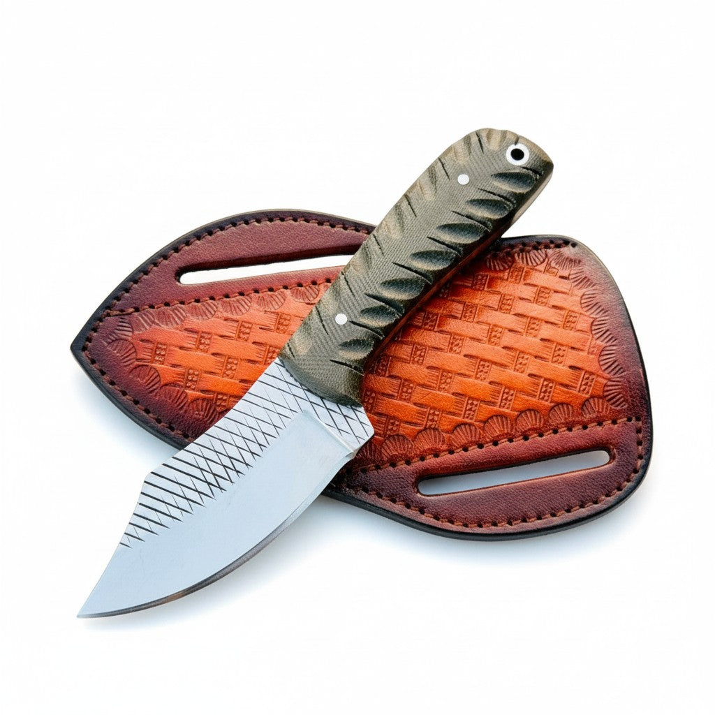 Ranch Hand Knife with 3.4" Rasp Steel Blade and Micarta Handle
