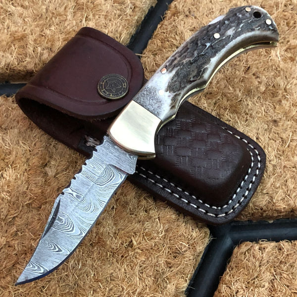 Damascus steel handmade folding knife – KBS Knives Store
