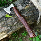 Custom Handmade Hand Engraved High Carbon Steel Viking Tomahawk Axe with Rosewood Handle by KBS Knives Store