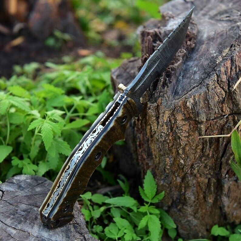 Open view of the EDC Tracker Folding Pocket Knife showcasing blade and handle.
