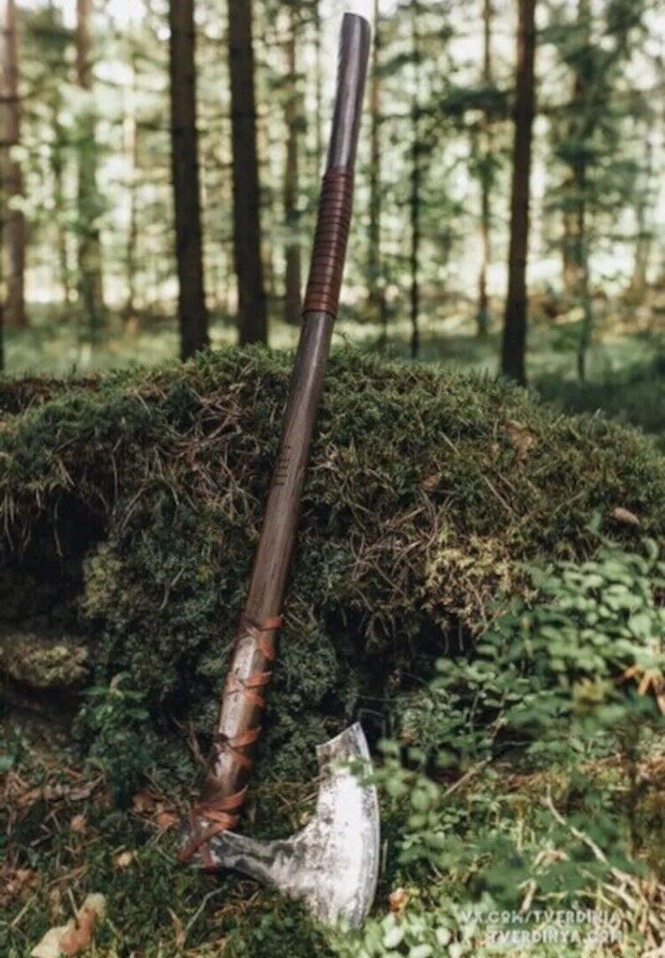Viking Battle Axe in its leather sheath, showcasing protection and portability
