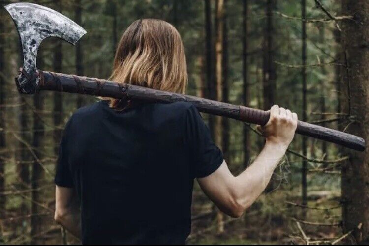 Full view of the Viking Battle Axe from KBS Knives Store, highlighting the overall design and functionality