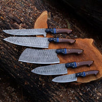 Forged Damascus steel blades showcasing unique patterns and designs