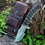 Custom EDC Tracker Folding Pocket Knife with Damascus steel blade.