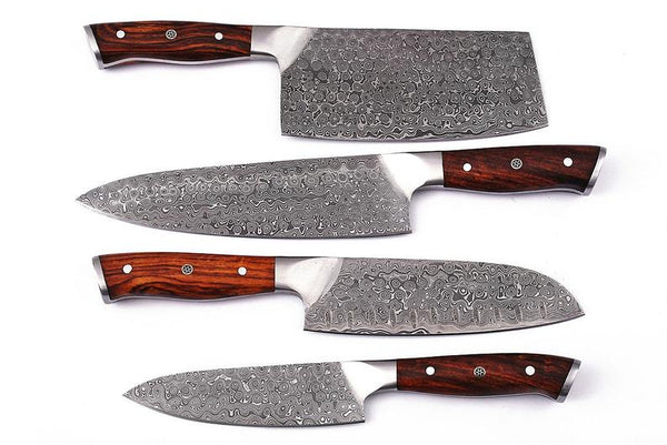 Raindrop Damascus Steel Chef Knives Set