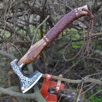 Handmade High Carbon Steel Etched Blade Functional Axe