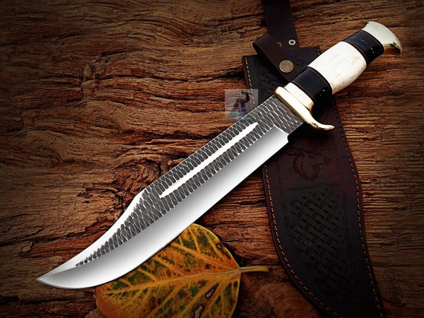 Bowie Knife - Handmade D2 Bowie Knife Steel Hunting Fix Blade - Bull H –  White Hills Knives