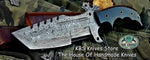 12-inch Damascus Steel Tanto Tracker Knife with Full Tang Blade and Horizontal Leather Sheath
