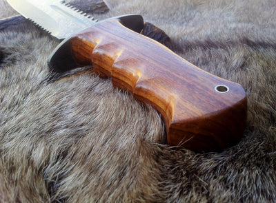 15-Inch Survival Bowie Knife featuring Damascus Guard and Blood Groove