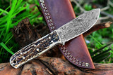 Custom Handmade Raindrop Damascus Steel Skinning Knife