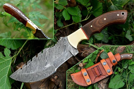 The Knife from the Movie Hunted – Handmade Damascus Blade with Canvas Micarta Handle


