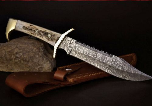 Custom Handmade Damascus Steel Fighter Knife