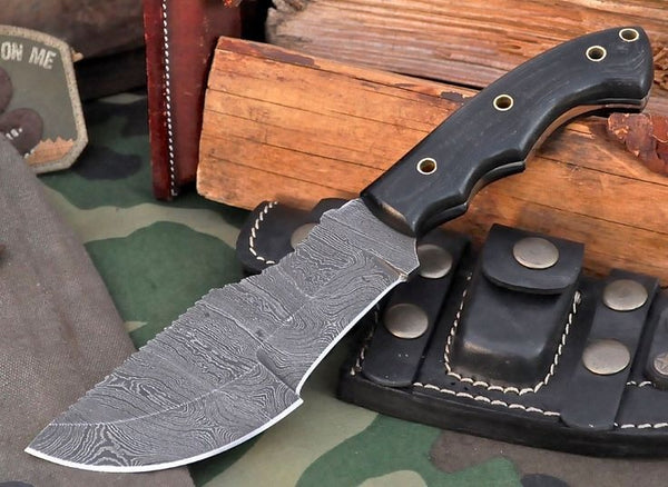 Damascus Steel Handmade Tom Brown Best Tracker Knife with Micarta G10 Handle - KBS Knives Store
