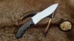 Custom handmade D2 steel fixed-blade pig hunting knife with exotic wood handle
