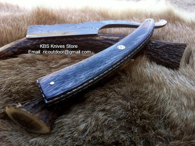 Luxury Antique Razor Damascus Steel Blade Exotic Pakka Wood and Brass Liner Handle Leather Case Traditional Grooming Vintage Shaving Tool Antique Razor Collectibles KBS Knives Store Handcrafted Razor Opulent Antique Razor