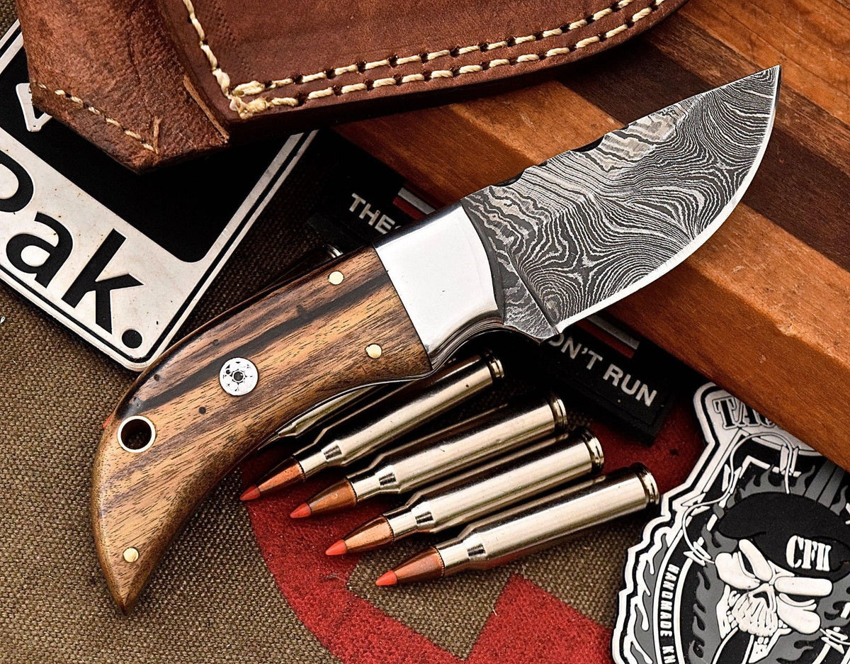 Custom Handmade Damascus Steel Skinning/Camping/Hunting Knife – KBS ...