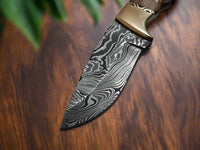 Beautiful Olive Wood Damascus Skinning knife