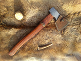 Handmade Custom Viking Axe with Damascus Steel Blade, Rosewood Handle, and Leather Sheath - KBS Knives Store