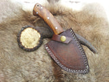 Close-up of Guthook blade and rosewood handle on the Frontier Edge knife

