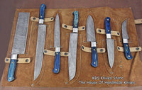 Full Tang Custom Handmade Damascus Steel Kitchen Knives Set