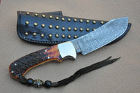 Full Tang Custom Handmade Damascus Steel Hunting Skinning Knife