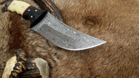 Fixed-blade hunting knife featuring dollar sheet accents and red fiber spacers

