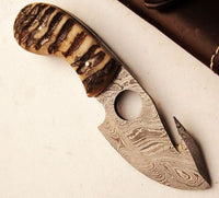 Full Tang Custom Handmade Damascus Steel Guthook Knife