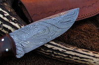 Handmade Damascus Skinning Knife with Rose Wood handle
