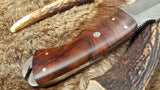 Damascus Steel Skinning Knife With Rose Wood Handle