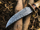 New Custom Handmade Damascus Steel Hunting Skinning Knife