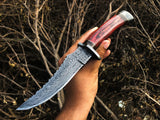 New Custom Handmade Damascus Steel Hunting Knife
