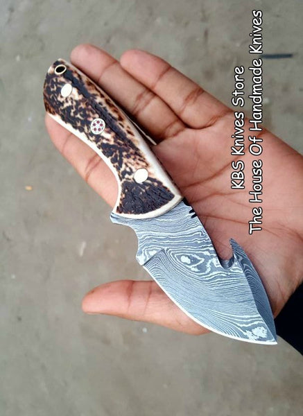 Damascus steel handmade gut hook skinner knife