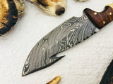 Full Tang Custom Handmade Damascus Steel Gut Hook Skinning EDC Knife