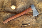 Handmade Custom Viking Axe with Damascus Steel Blade, Rosewood Handle, and Leather Sheath - KBS Knives Store