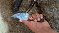 Handmade Damascus Skinning Knife with Micarta handle