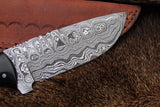 Handmade Damascus Skinning Knife with Buffalo Horn handle