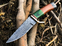 New Custom Handmade Damascus Steel Hunting Knife