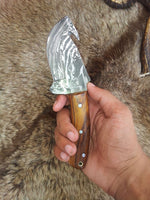 Frontier Edge Guthook knife with Damascus steel wirecut blade
