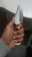 Handmade Bone Damascus Skinning Knife